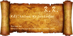 Köteles Krisztofer névjegykártya